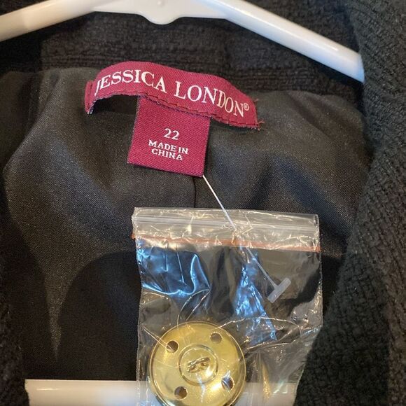 Jessica London Black Cropped Jacket 100% Cotton Lined 3/4 Sleeve 22 NWT - Picture 5 of 7